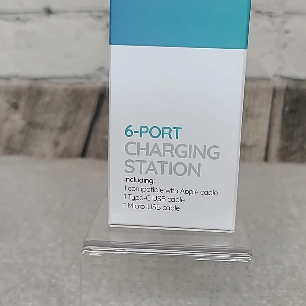 Charging Station for Multiple Devices, with 6 USB Ports Silver Hercules Tuff NWT